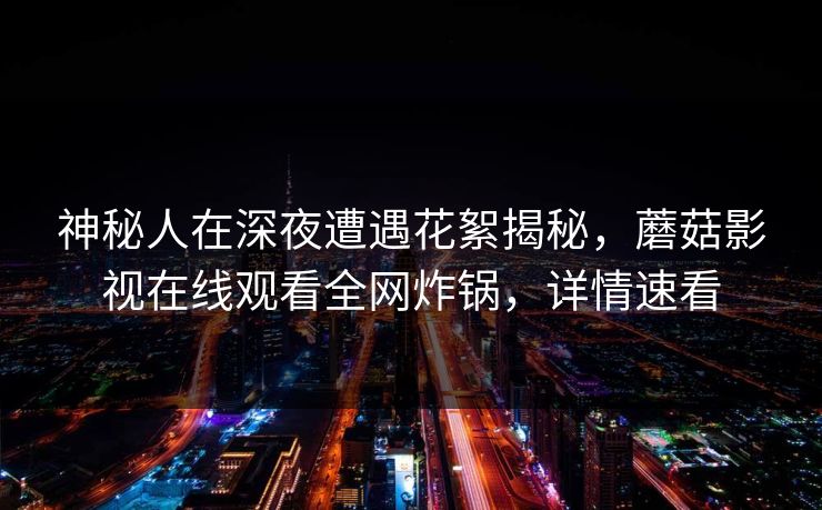 神秘人在深夜遭遇花絮揭秘，蘑菇影视在线观看全网炸锅，详情速看