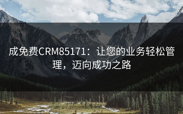 成免费CRM85171：让您的业务轻松管理，迈向成功之路