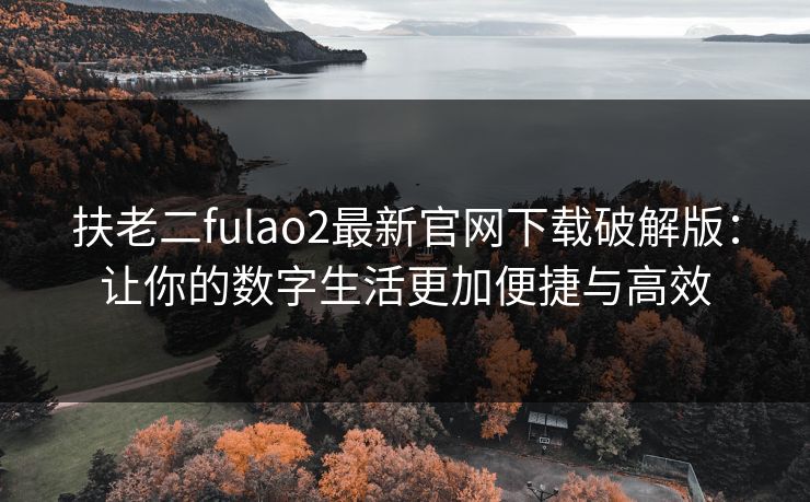 扶老二fulao2最新官网下载破解版:让你的数字生活更加便捷与高效