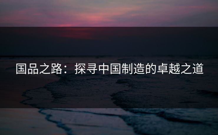 国品之路:探寻中国制造的卓越之道