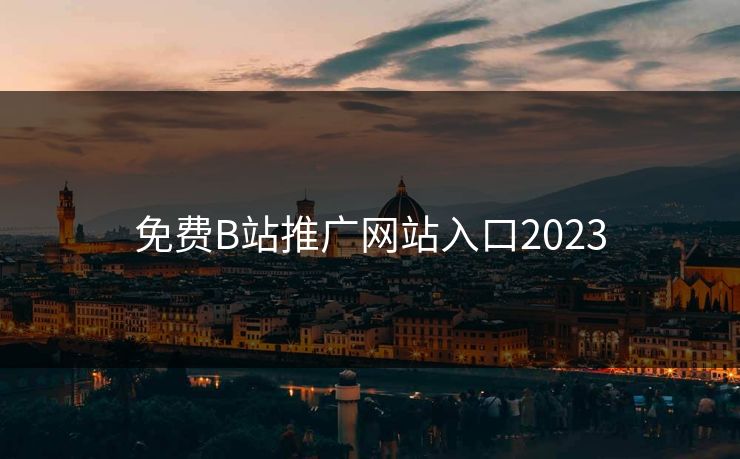 免费B站推广网站入口2023