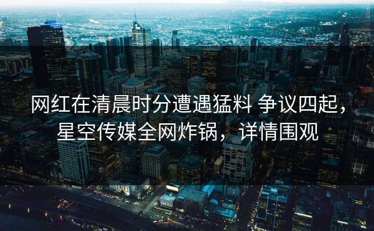 网红在清晨时分遭遇猛料 争议四起，星空传媒全网炸锅，详情围观